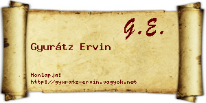 Gyurátz Ervin névjegykártya