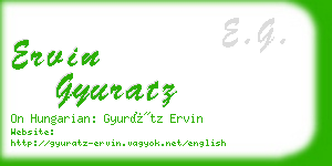 ervin gyuratz business card